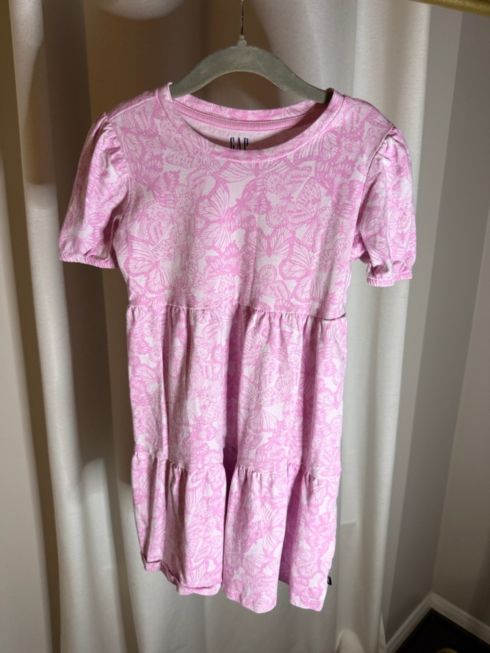 GAP Light Pink Butterfly Tiered Dress